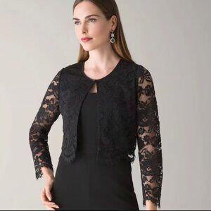 White House Black Market Womens Medium Lace Cropped Bolero Cardigan